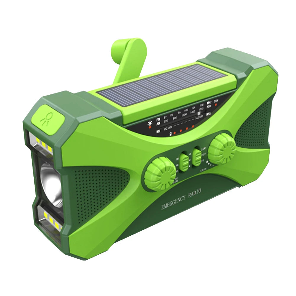 10000mAh charger High Capacity Emergency Radio Solar Hand Crank LED Flashlight SOS Alarm Survival