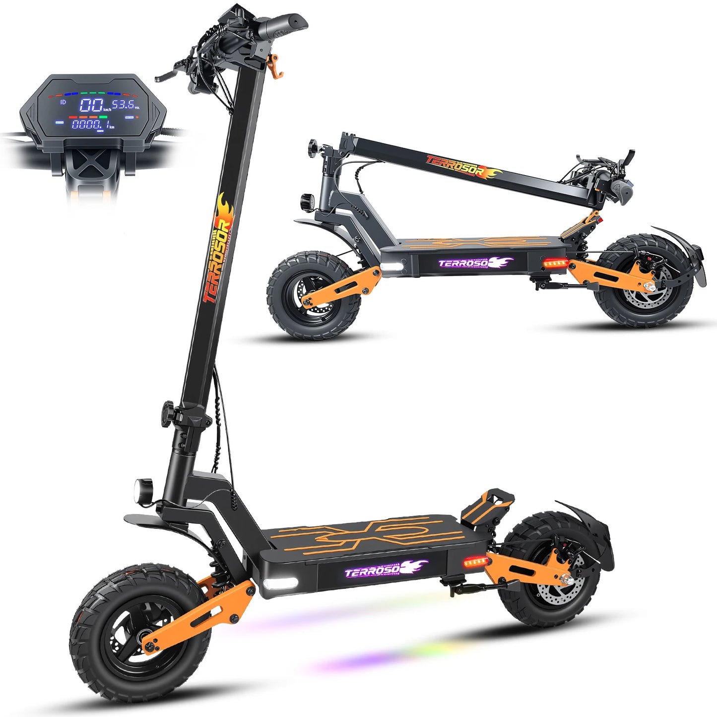 E-Scooter, Adult, 1200W Motor, Folding ,Up to 40Mph & 30 Mile range, 11" Off Road Tire Dual Suspense
