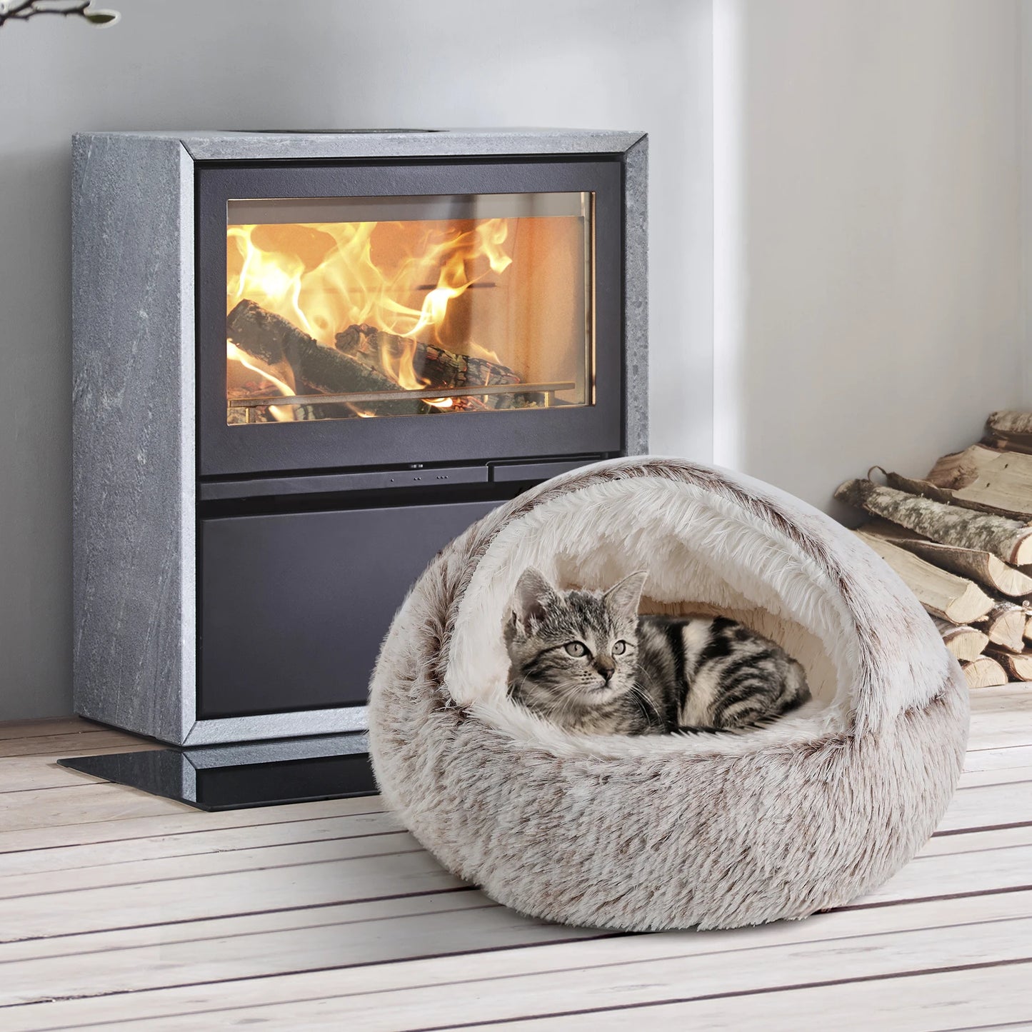 25'' Pet Cat /Dog Bed Nest Soft Comfortable Semi-enclosed Cat NestPet house