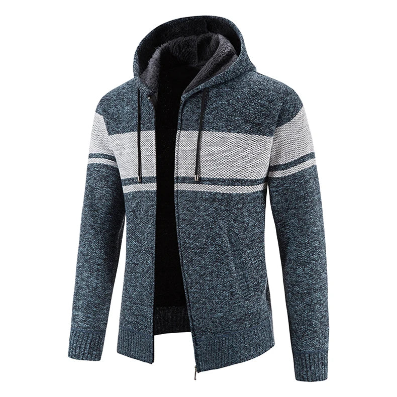 Male Knitted Casual Jackets, Hood Men's Sweater Coat Y2K Baseball Jumpers Jersey Top Clothing