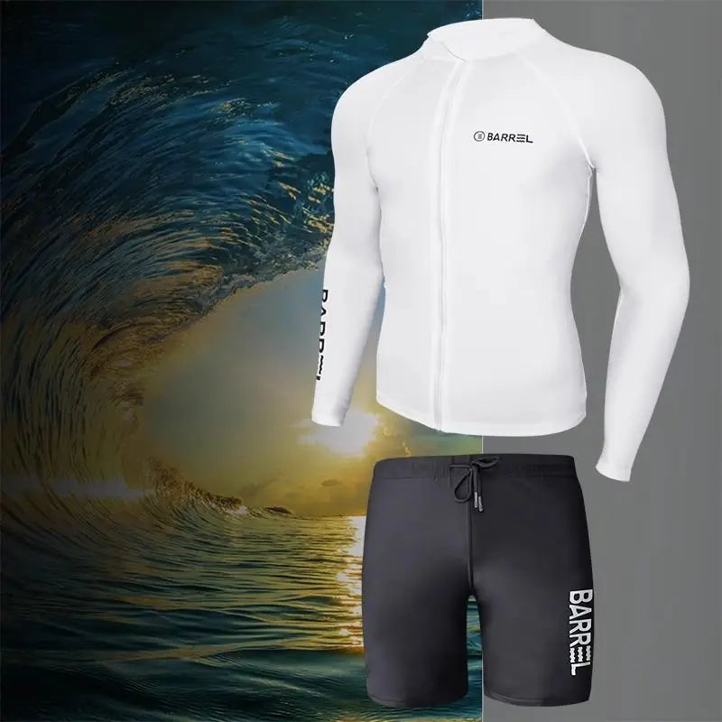 Oulylan Men Swimsuit Diving Suit Long Sleeve Quick Drying Wetsuit Summer Sun Protection Training