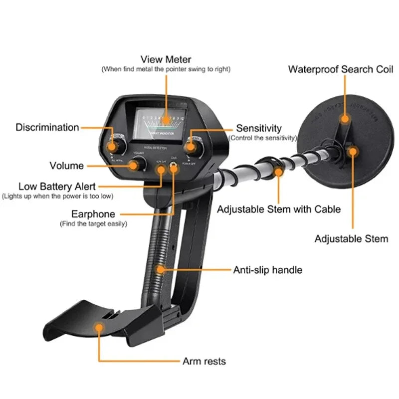 LCD High Accuracy Professional Metal Detectors Waterproof Detect gold & metals