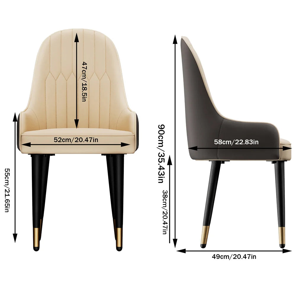 Leather Dining Chairs, Arms Modern Kitchen Dining Room Chairs, Metal legs,kitchen, apts