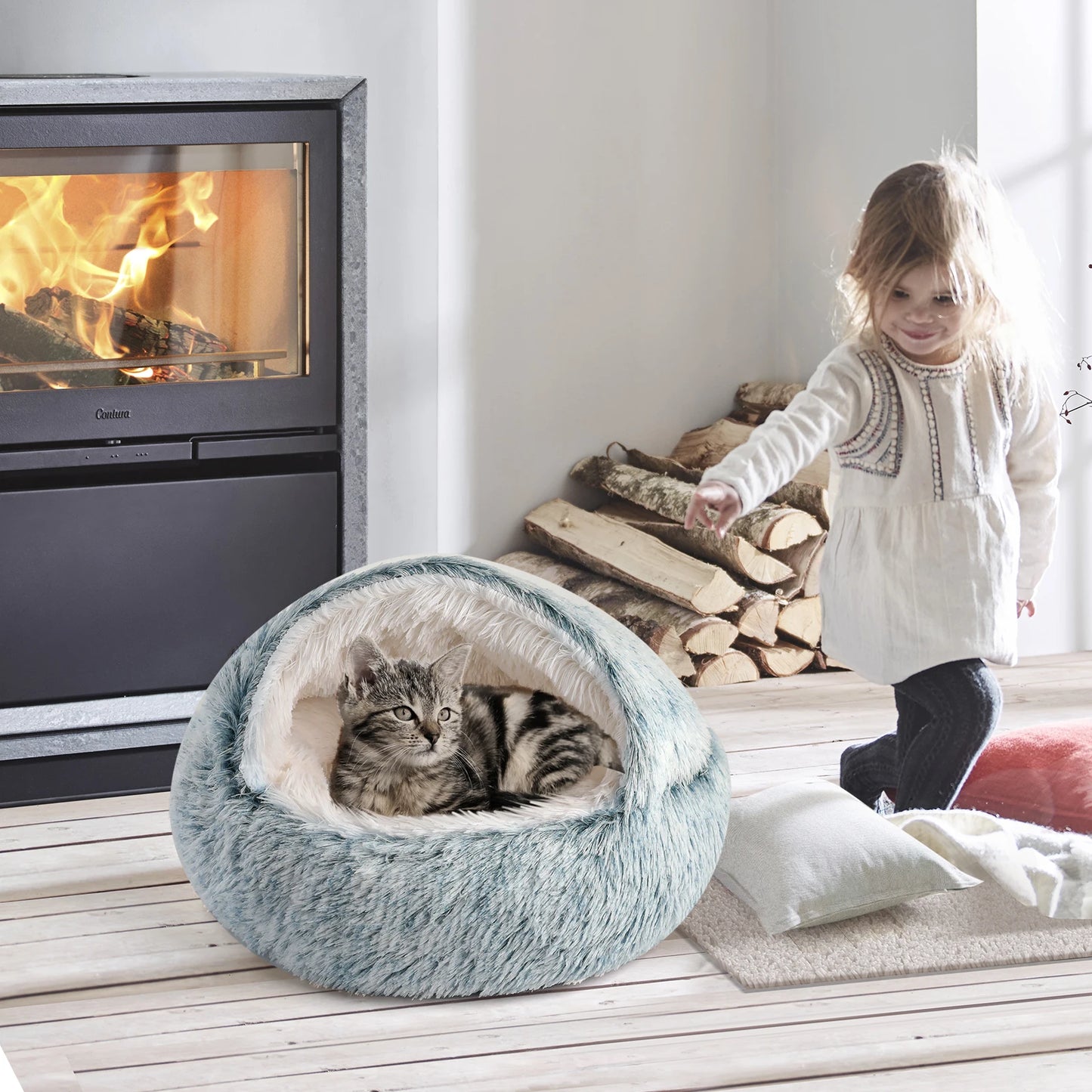 25'' Pet Cat /Dog Bed Nest Soft Comfortable Semi-enclosed Cat NestPet house