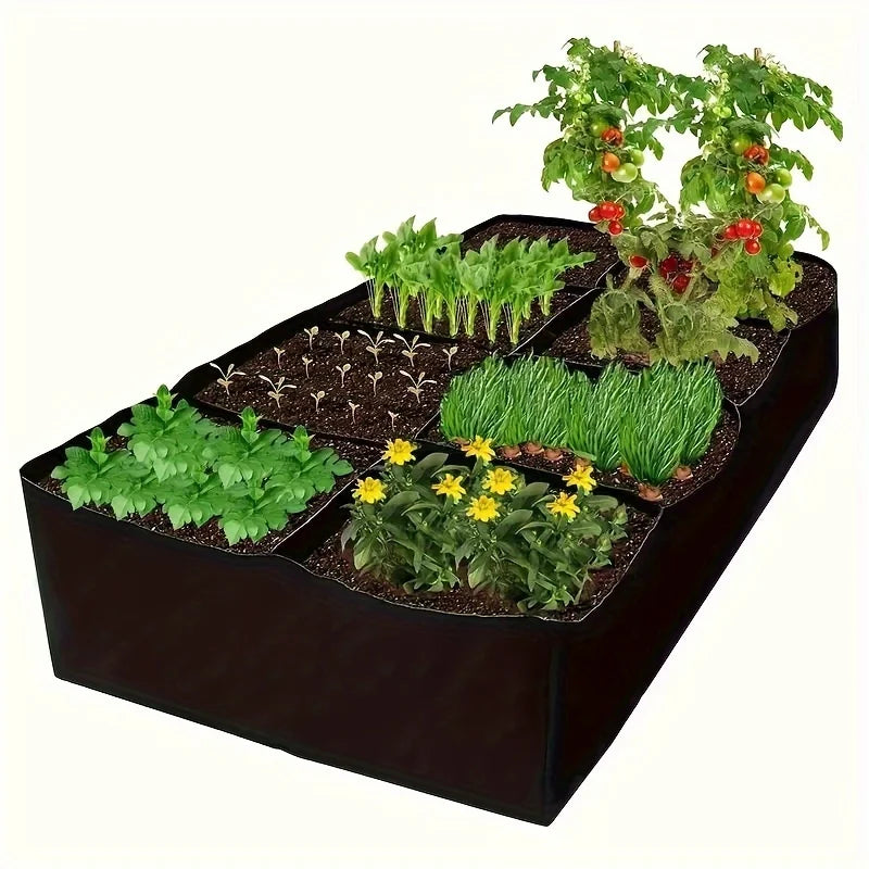Garden Bed, 128 Gallon 8 Grids Plant Grow Bags, 3x6FT Breathable Planter Raised ,Vegetables Flowers