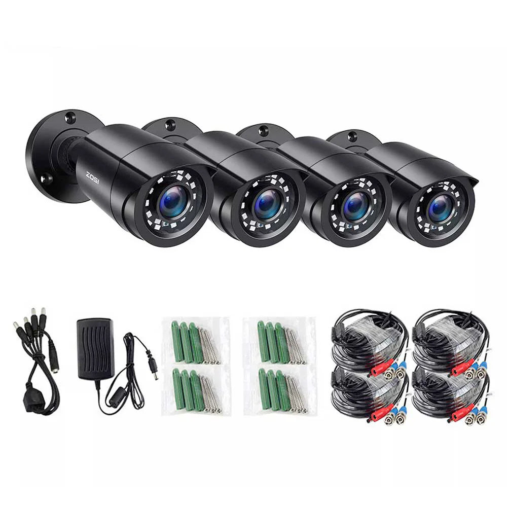 1080P 4 Pack HD TVI Security Cameras Out/in Weatherproof Bullet Surveillance Camera Analog CCTV DVR