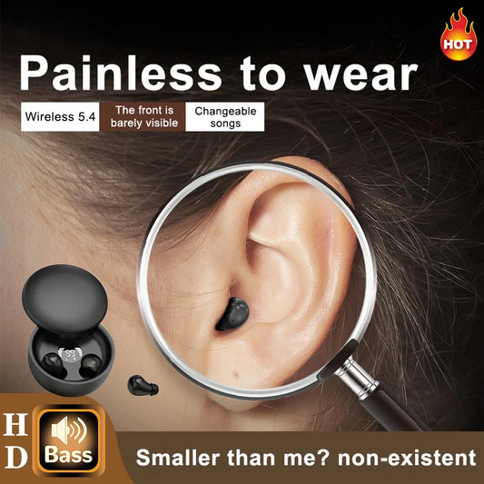 Bluetooth 5.4 Wireless Earphones Small,Sleeping Sport Invisible Bass Quality Headset Sliding Cover