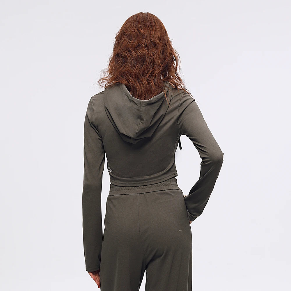 OhSunny Short Workout Jacket for Women Summer UV Stretch Slim Clothing Sports Long-sleeved Hoodie