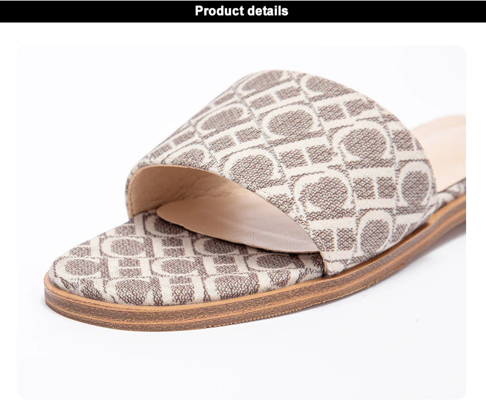 Classic Simple Design Comfortable Anti-slip Sole Printed Slippers Seasonal Fashion Women's Sandals