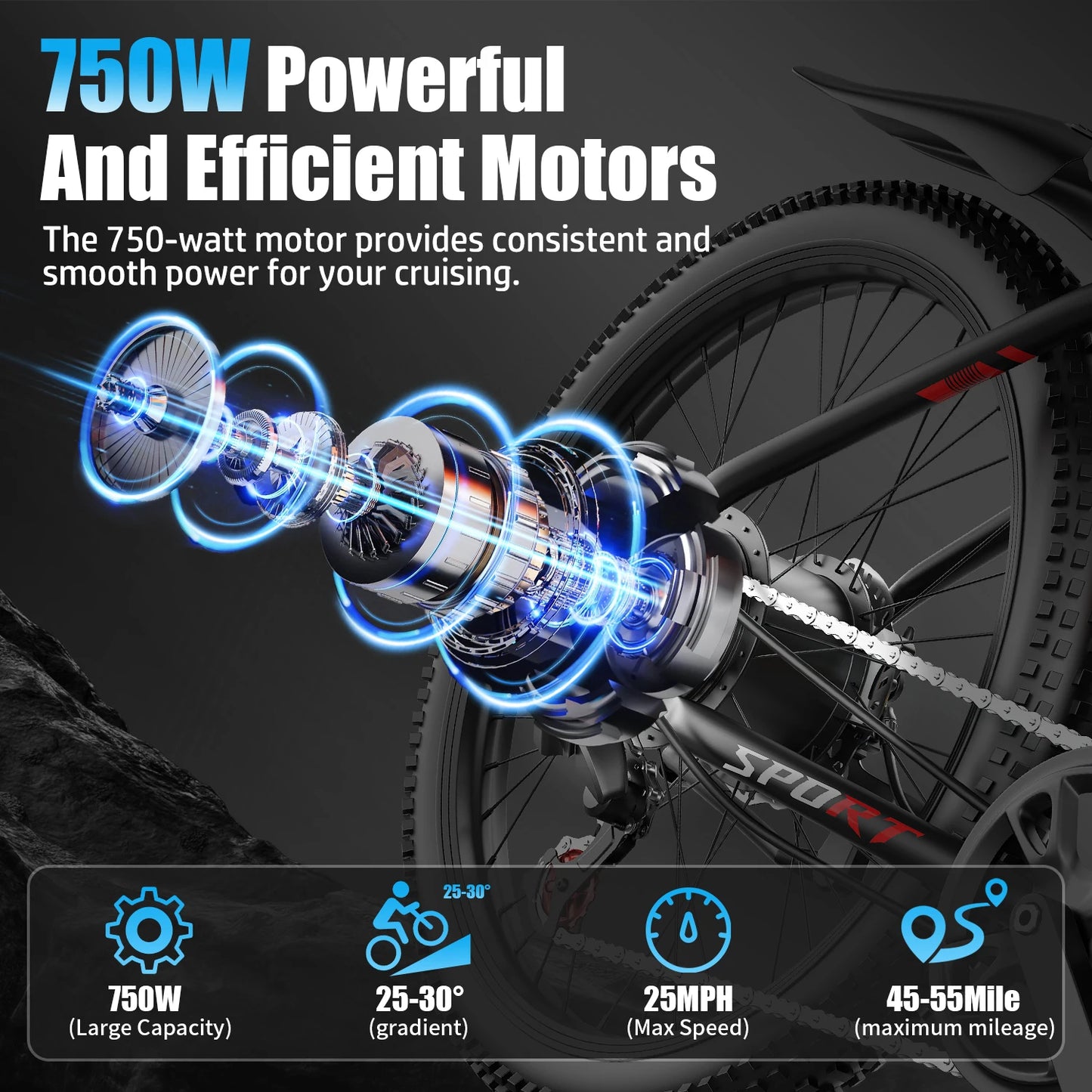 Electric Bike,Adults - 26”Fat Tire, Peak 1000W Motor, 7 Speed ,48V10AH Detachable Battery