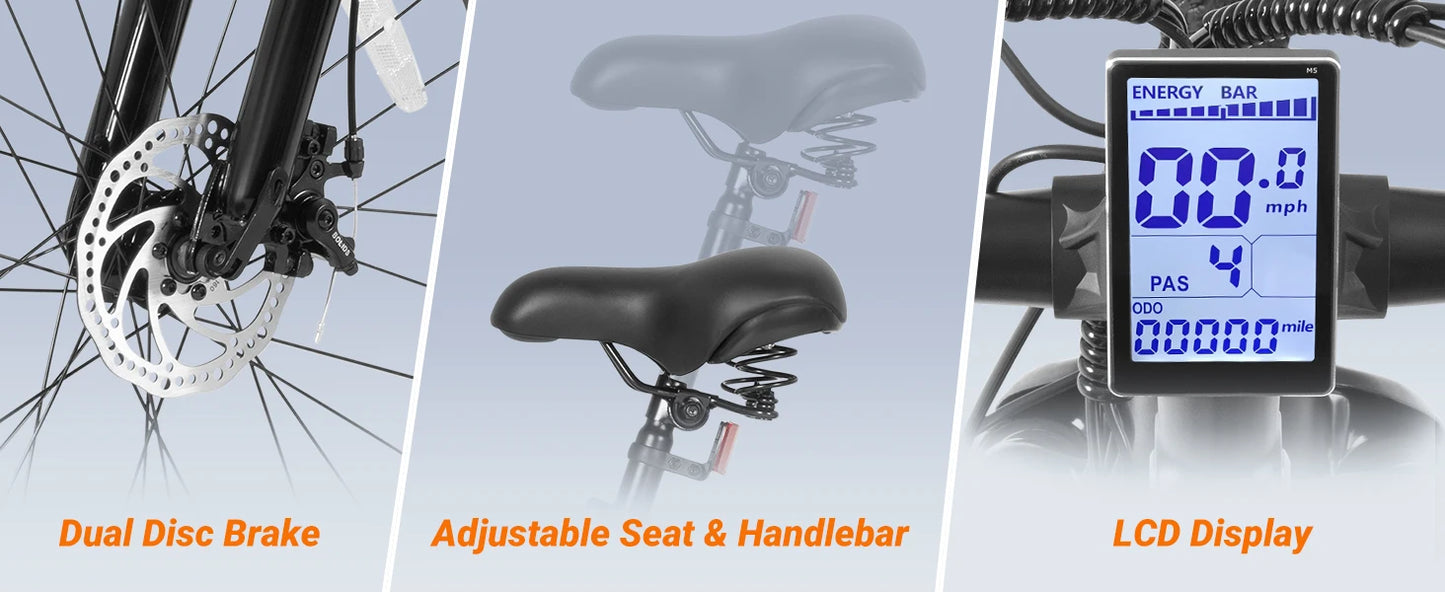 M26 Electric Bicycle Peak 1000W Motor 360WH Lithium Battery  26 Inch city E-bike