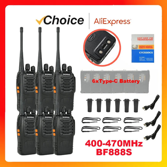 Walkie Talkie UHF 400 470MHz Long Range Two Way Ham Radios Transceiver for Hunting Hotel