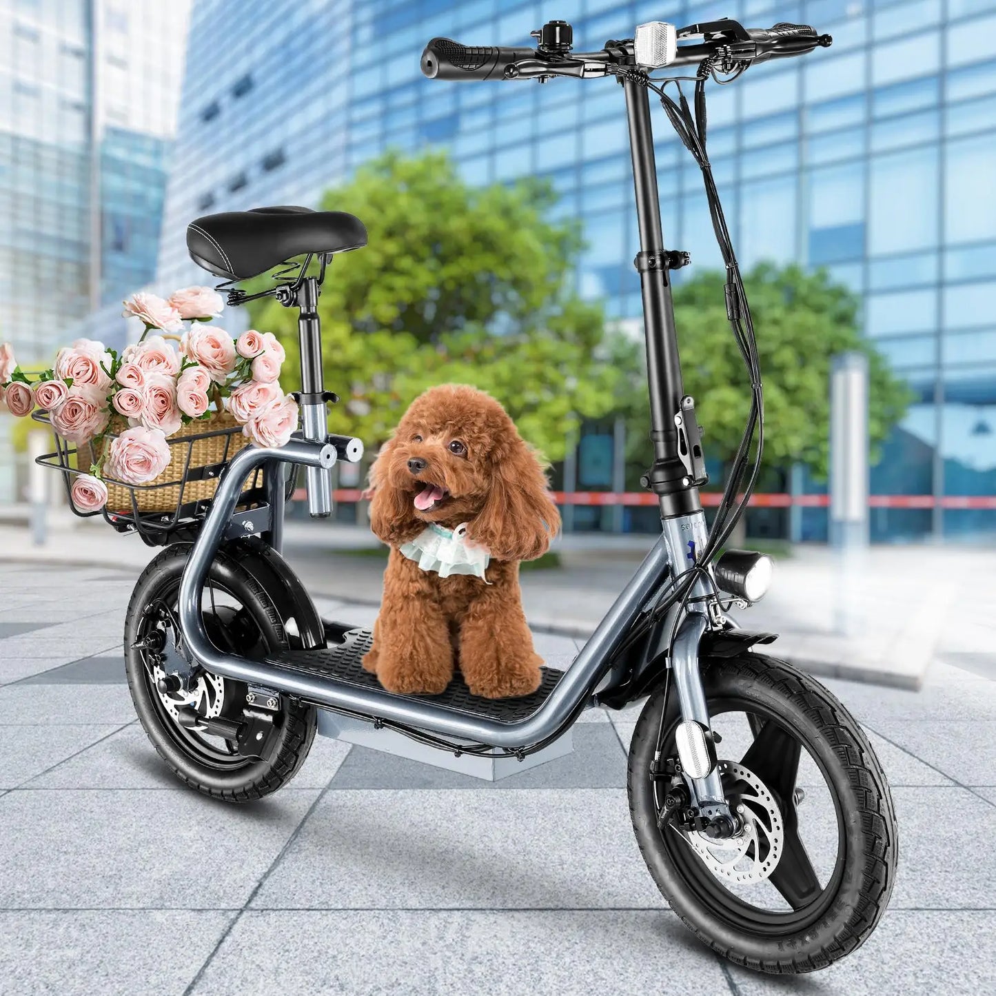 Peak 819W Electric Scooter 500W Motor W/ Seat 14" Tire, 30 Miles Ranges 20MPH Max Speed, to 300 LBS