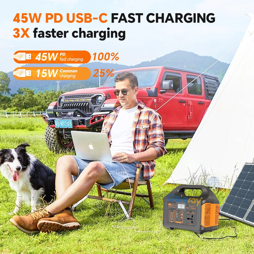 500W 300W Portable Power Station AC 110V Solar Generator LiFePO4 Battery UPS Emergency camp Home