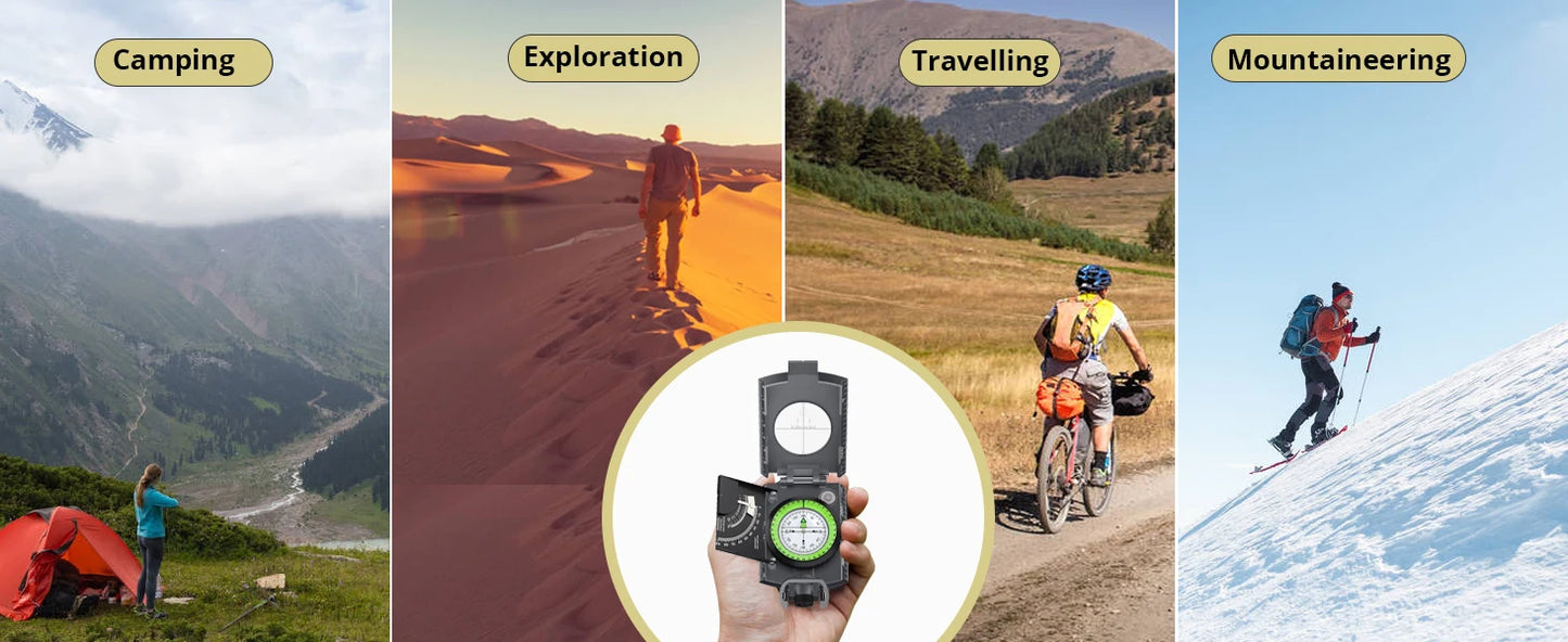 Compass Hiking,Waterproof Metal Compass,Clinometer,Lightweight,fCamping,Hunting,Hiking Navigation.