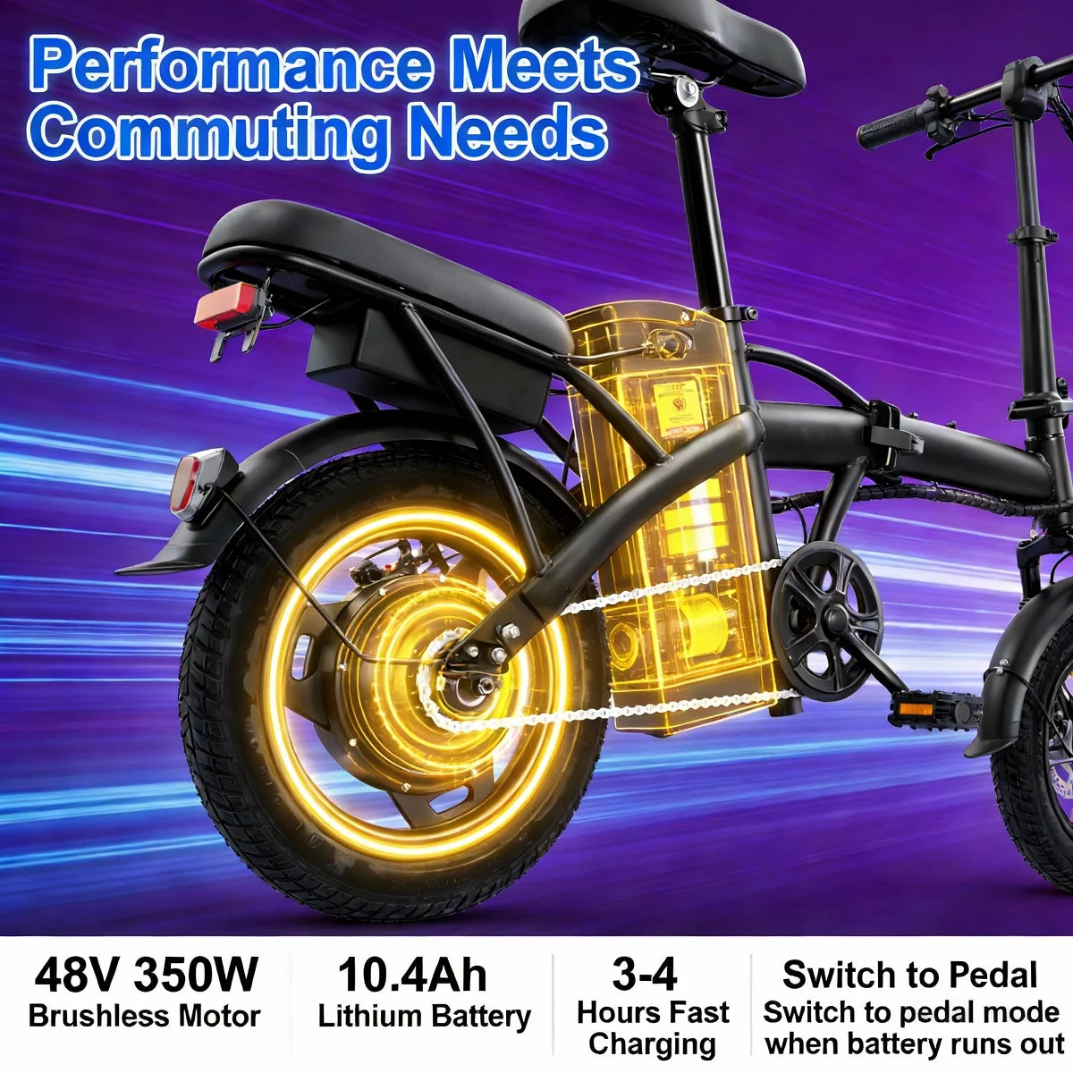 T5 Folding E-Bike with Basket for Grocery Runs 48V 350W 20MPH Free Shipping