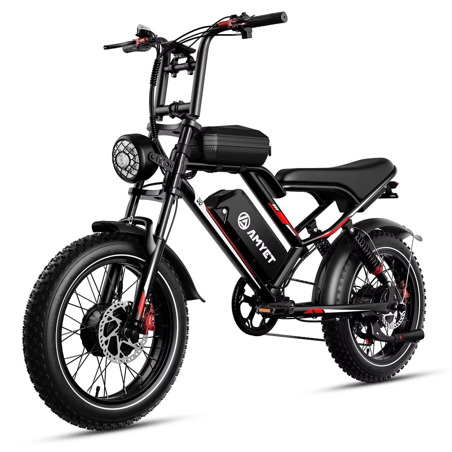 Ebike S8 2000W dual motor 48V 25AH 20-inch fat tires, front, rear shock absorption, with pedals.
