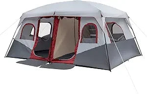 8/10 Person Camping Tent, Large 2 Room, Weatherproof Instant Cabin, Rainfly & Carry Bag for Backpack