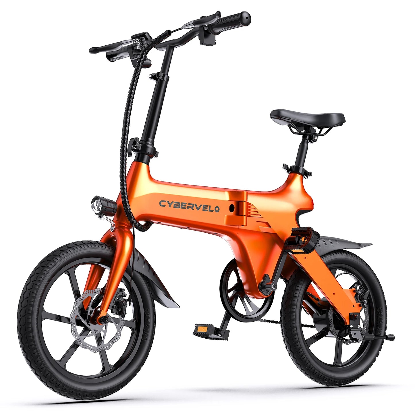 Cybervelo 500W Peak Motor, Foldable E-Bike,City 20MPH Ultra light weight Long Range Commuter