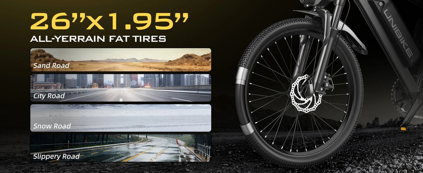 26'' E-Bike, Adults,750W Peak Motor Mountain,22MPH, upto45 Miles,7-Speed,Removable Battery