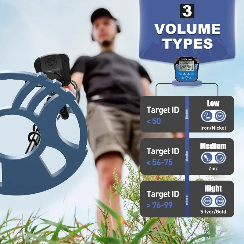 Metal Detector for Adults Waterproof-Professional Higher Accuracy Gold Detector,LCD Display,5 Mode