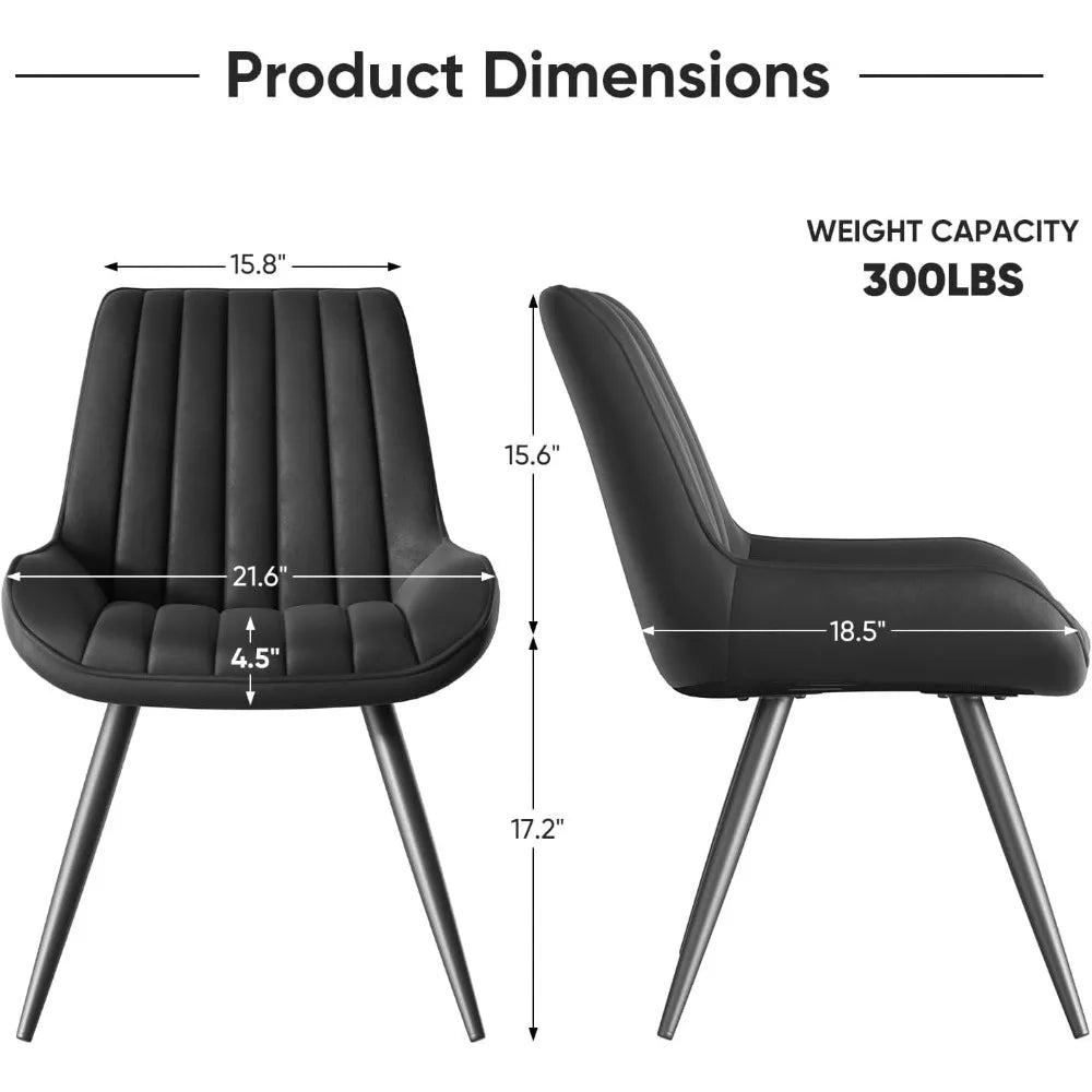 Modern Dining Chairs Set of 4, Comfy,Thick Cushions, Upholstered Fabric metal legs (no table)