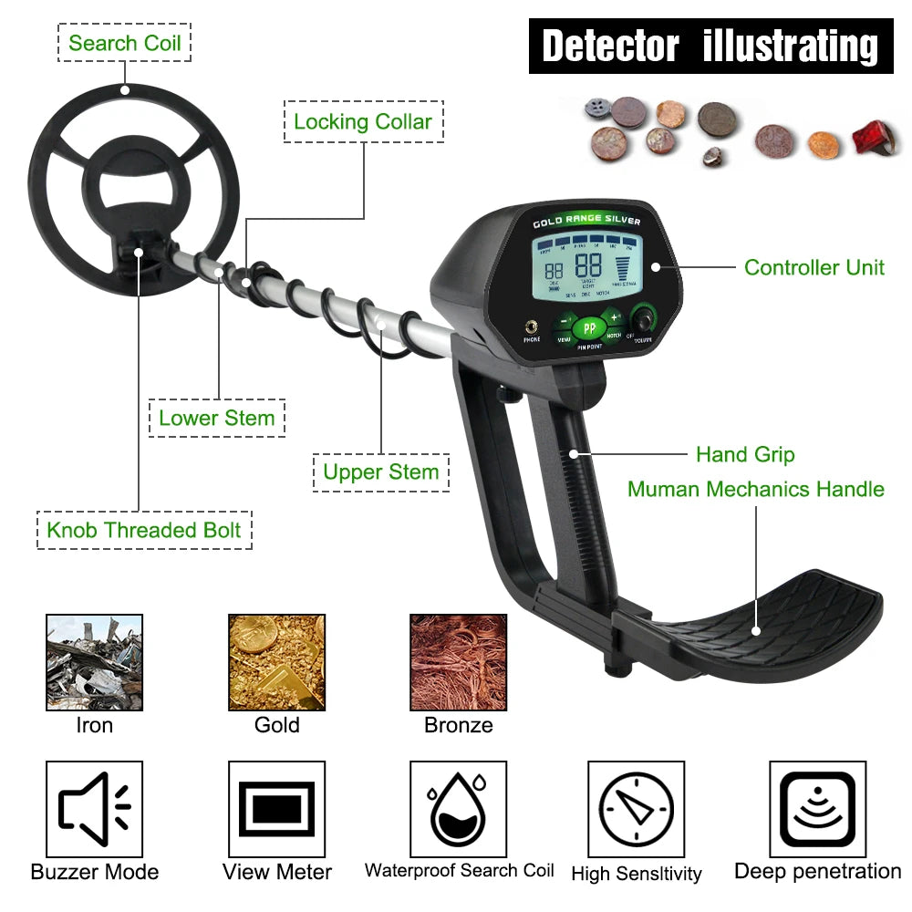 MD-4090 Metal Detector Professional  LCD Treasure Gold Detector High Precise Search