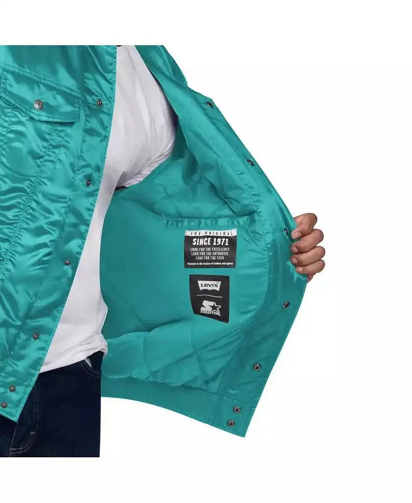 Levi's | Levi’s x Starter Men's Aqua Miami Dolphins Silver Tab Trucker Full-Snap Jacket