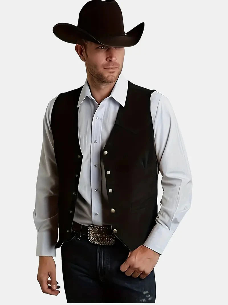 Vintage Suede Leather Men's Vest Slim Fit Sleeveless Jacket V-Neck Regular Fit Suit Vest Waistcoat