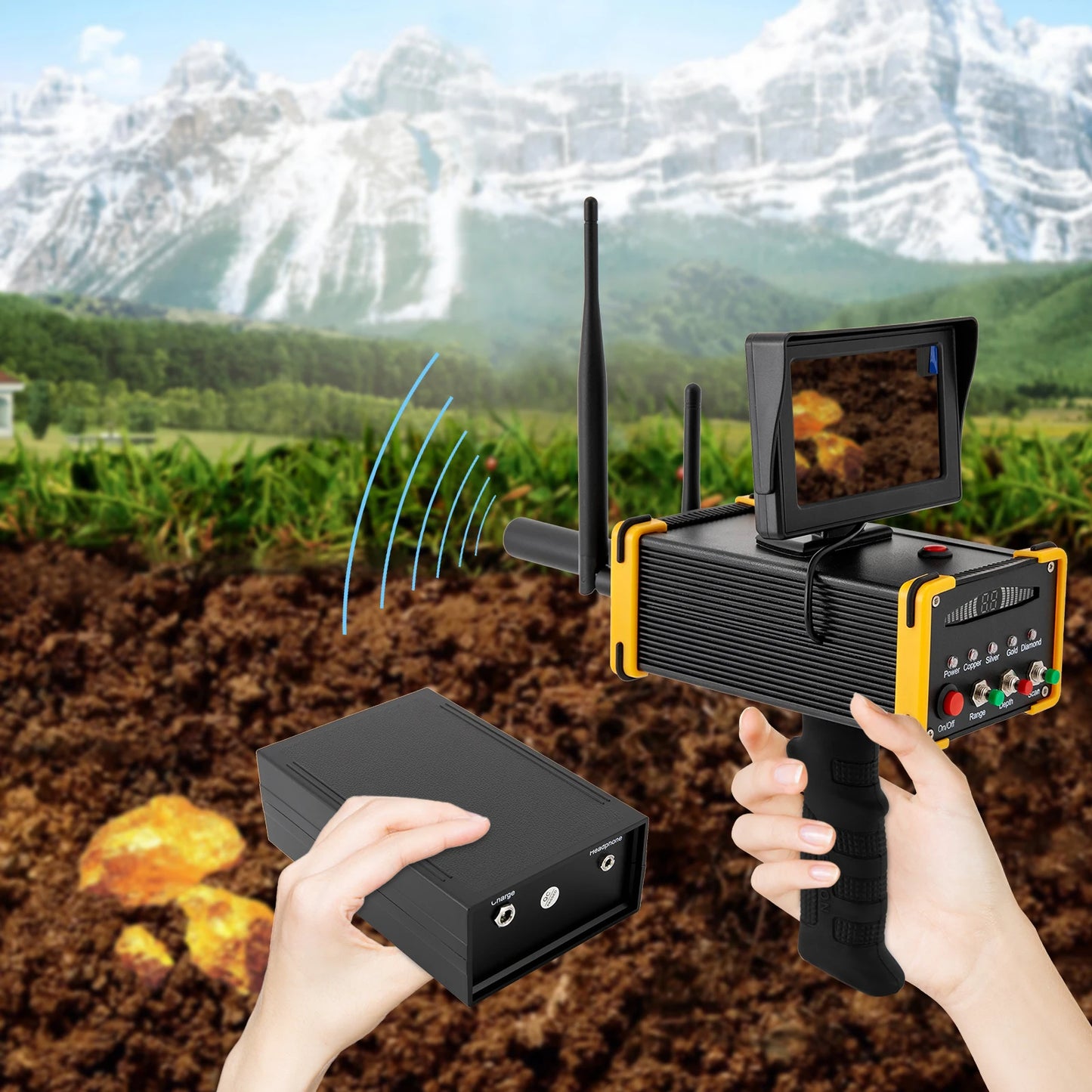 Metal Detector Gold Finder Underground Scanner High Definition Screen Gold Silver Copper AC100‑240V