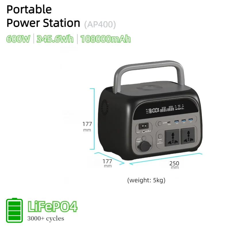 600W Solar Generator LiFePO4 BAT Portable Outdoor Activities 100W 200W Foldable Solar Panel Charger