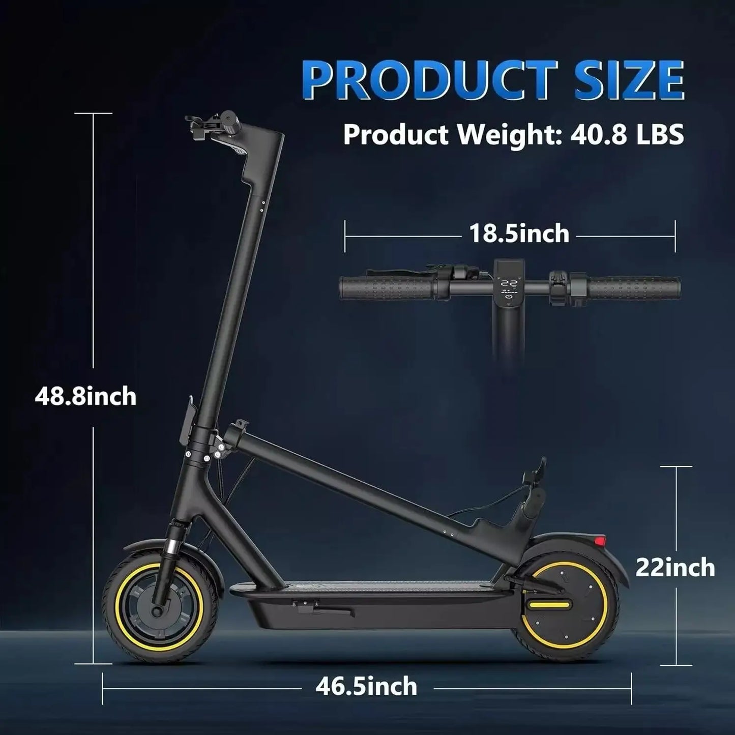 LPMAX 10" tires Folding E-Scooter 22MPH Max Speed 500W 14.5AH 28Miles Long Range Dual Shock Absorber