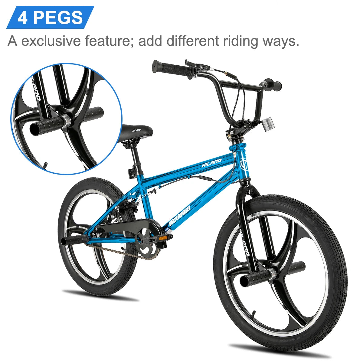 20 Inch Kids BMX Bike for Boys Girls Ages 5-12, 360 Degree Rotor Freestyle, 4 Pegs Single Speed