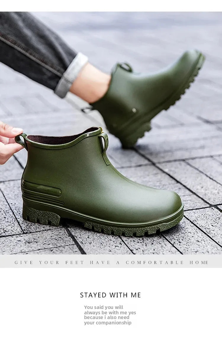 Thickened Style Outdoor Waterproof Non-Slip Portable Rain Boots Short Tube Ladies/MAN Rain Shoes