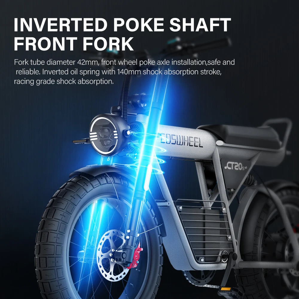 Electric Bike CT20S 2000W Motorcyle 20 Inch Fat Tire ,60V 27.5AH Bikes Adult