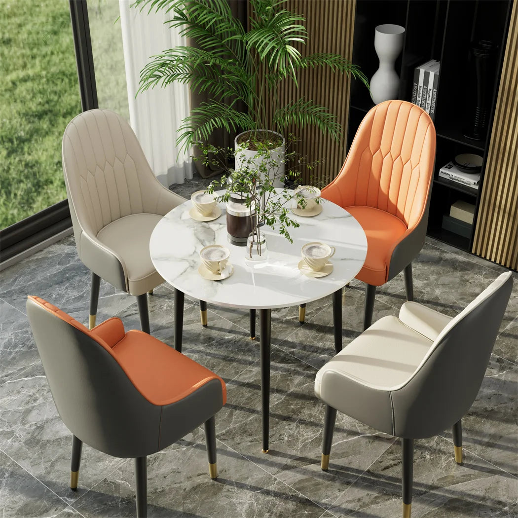 Leather Dining Chairs, Arms Modern Kitchen Dining Room Chairs, Metal legs,kitchen, apts