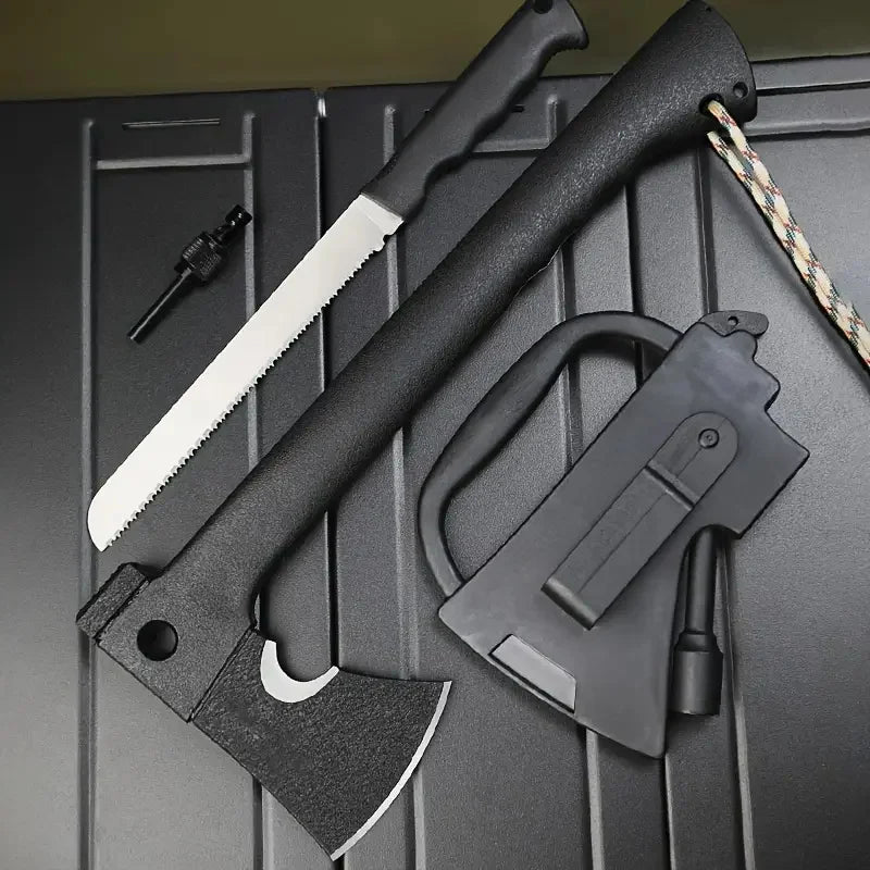 Ultimate Survival Axe w/ Fire Starter.Multi-Use Camping Tool Hiking, Emergency Tree Cutting,
