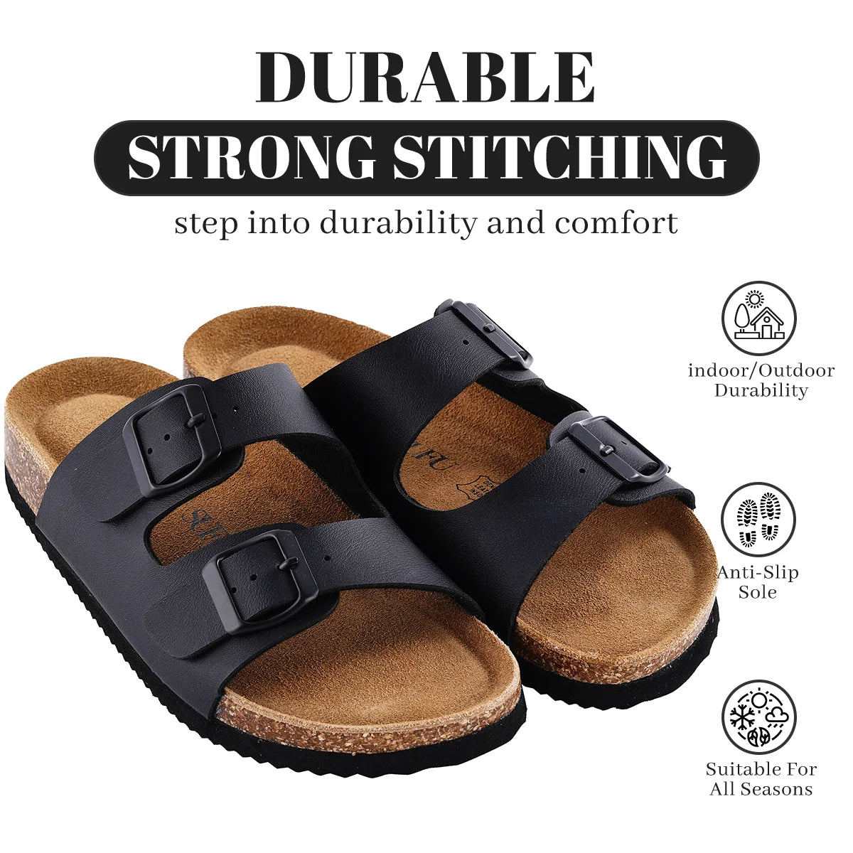 Leather Birkenstocks Cork Flip-flops, women  Muller Slippers Fashion Casual Beach Sandals