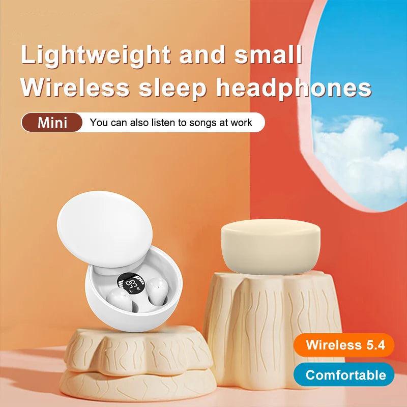 Bluetooth 5.4 Wireless Earphones Small,Sleeping Sport Invisible Bass Quality Headset Sliding Cover