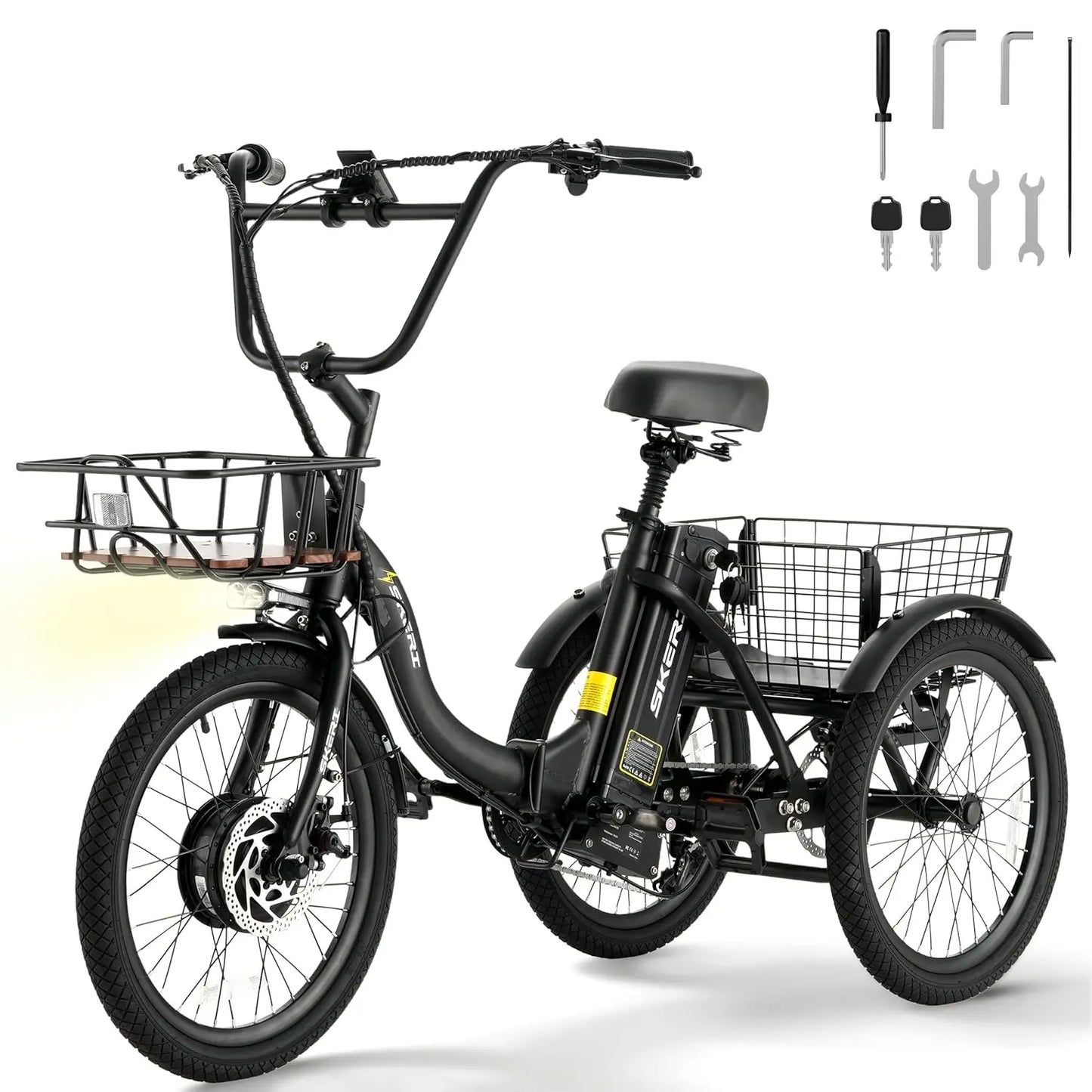 Electric Trike, 500W(Peak 1000W) Electric Tricycle for Adults, 20" Folding 3-Wheel Electric Bicycle, Step-Thru E, Customized