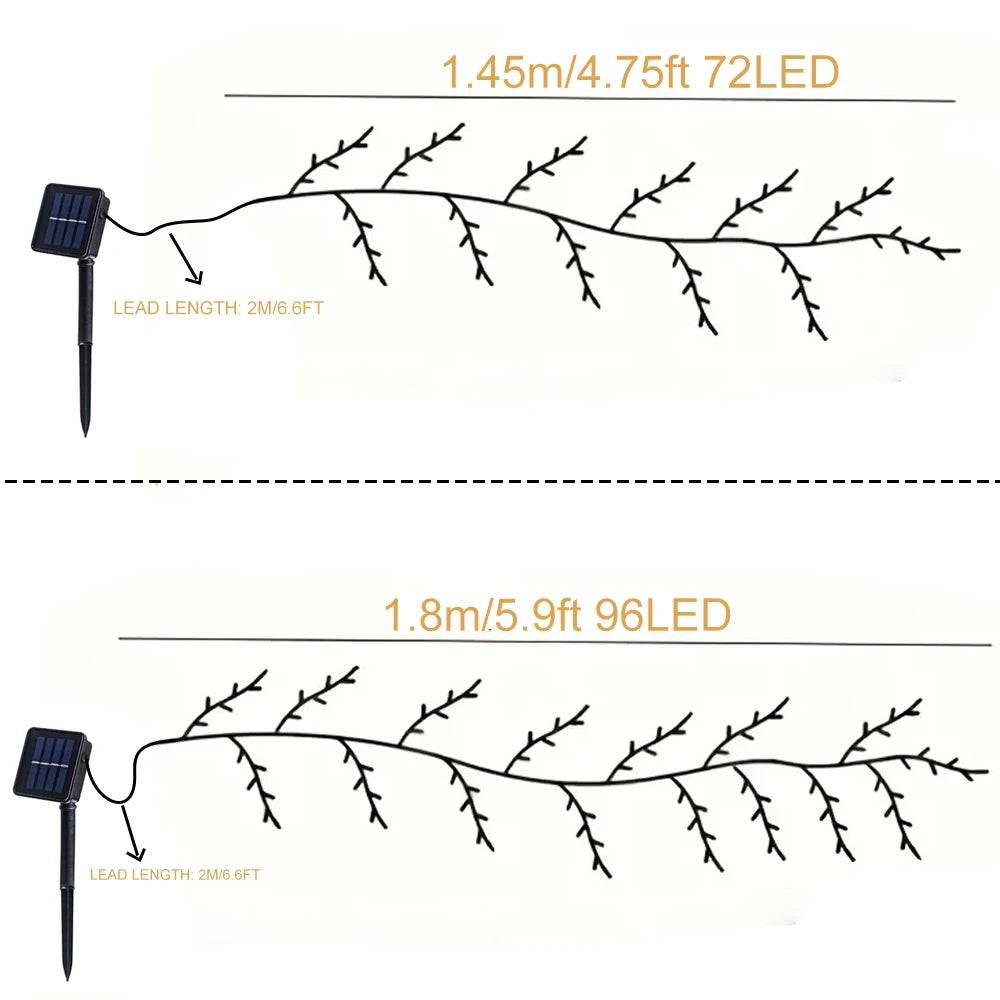Outdoor Lighting String Solar Tree and Vine Lamp 96LED Tree Branches Light Waterproof Garland