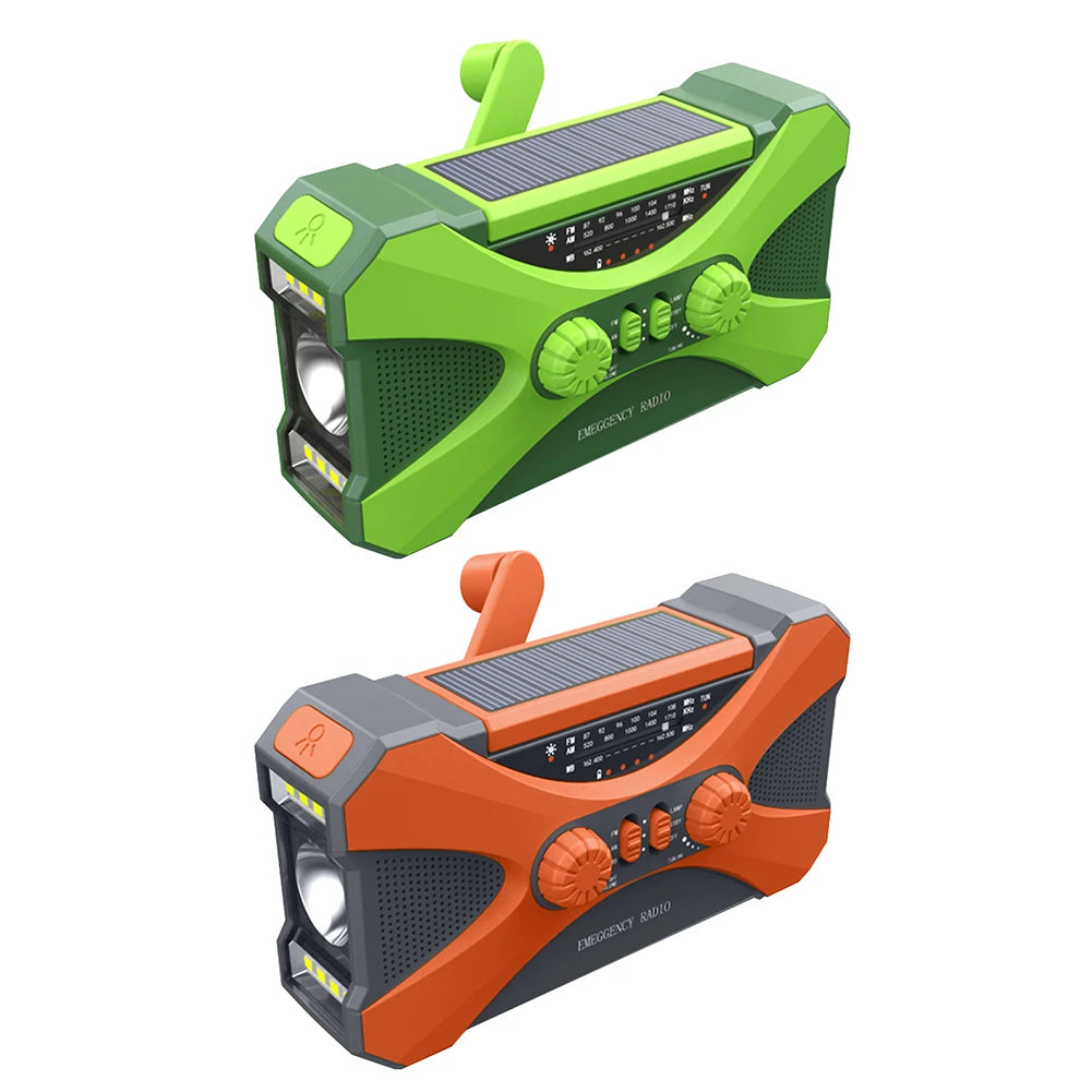 10000mAh charger High Capacity Emergency Radio Solar Hand Crank LED Flashlight SOS Alarm Survival