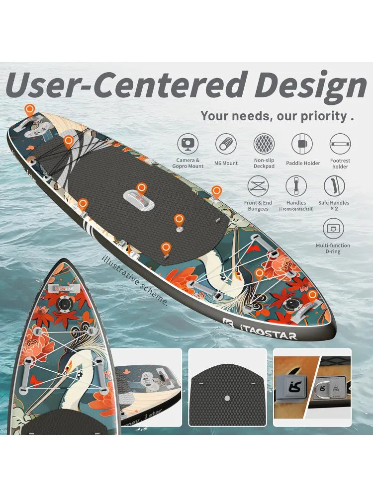 11'6" x 35" Inflatable Stand Up Paddle Board, Seat- Stable, Adults - Portable,yoga, sit down