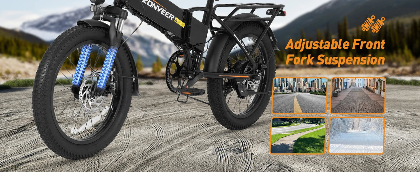 A20 E-Bicycle 1200W Peak Motor 48V10.4AH Lithium Battery Electric Bike 20*3.0 Inch Fat Tire E-bike