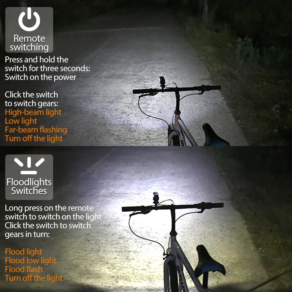5000mAh Bicycle Lighting IPX6 Flashlight Aluminum Headlight Type-C Charging MTB Bicycle Accessories