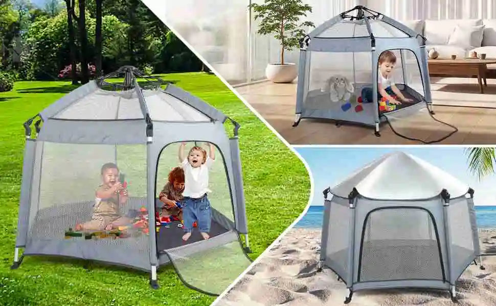 Baby Beach Tent Baby  Play Tent Sun Protective Oxford Cloth Outdoor Indoor Play Tent Gray