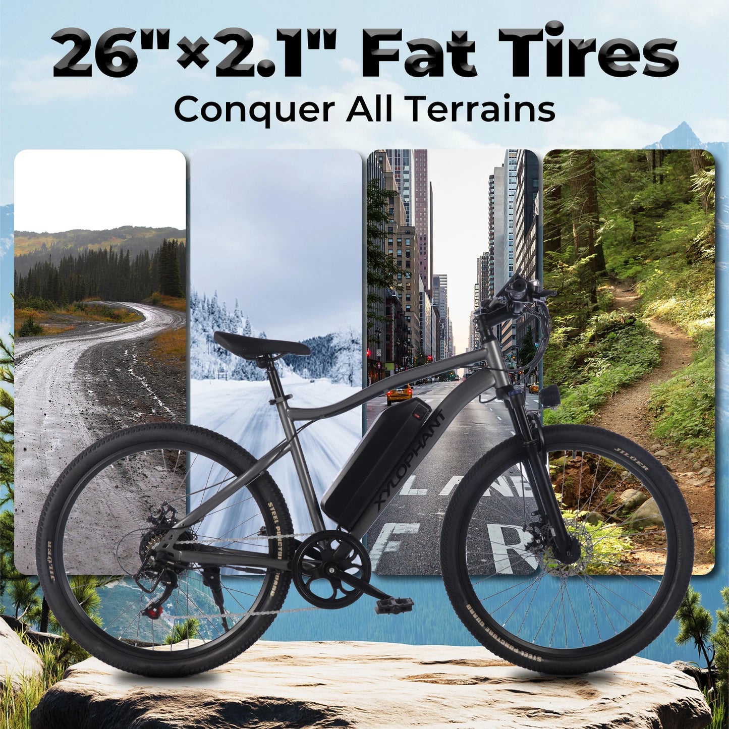 E-Bike 26" Peak 750W 20Mph 7-Speed Front Suspension With Break Lcd Display Electric Bicycle, Adult