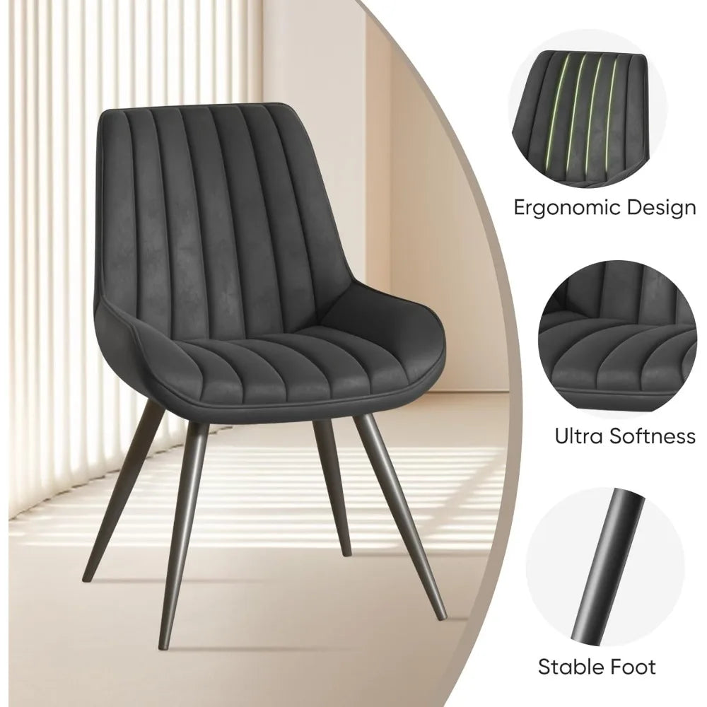 Modern Dining Chairs Set of 4, Comfy,Thick Cushions, Upholstered Fabric metal legs (no table)
