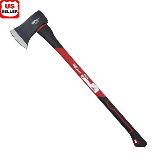 5lb Single Bit Axe High Quality Steel Head Durable Fiberglass Handle Non-Slip Grip wood Cutting Tool