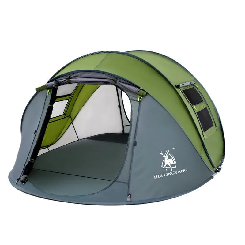 3-4 People Throw Open Tent Automatic Pop Up, Waterproof Large Family Tent for Camping Hiking Tourist